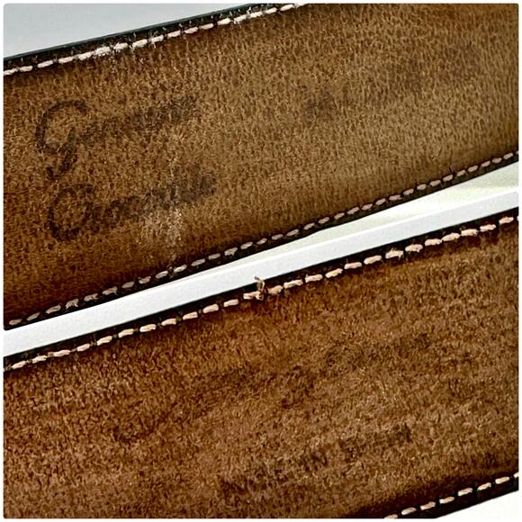 Mezlan Genuine Crocodile Belt Brown Men Silver Buckle Hardware 34” Spain Exotic - Picture 6 of 8